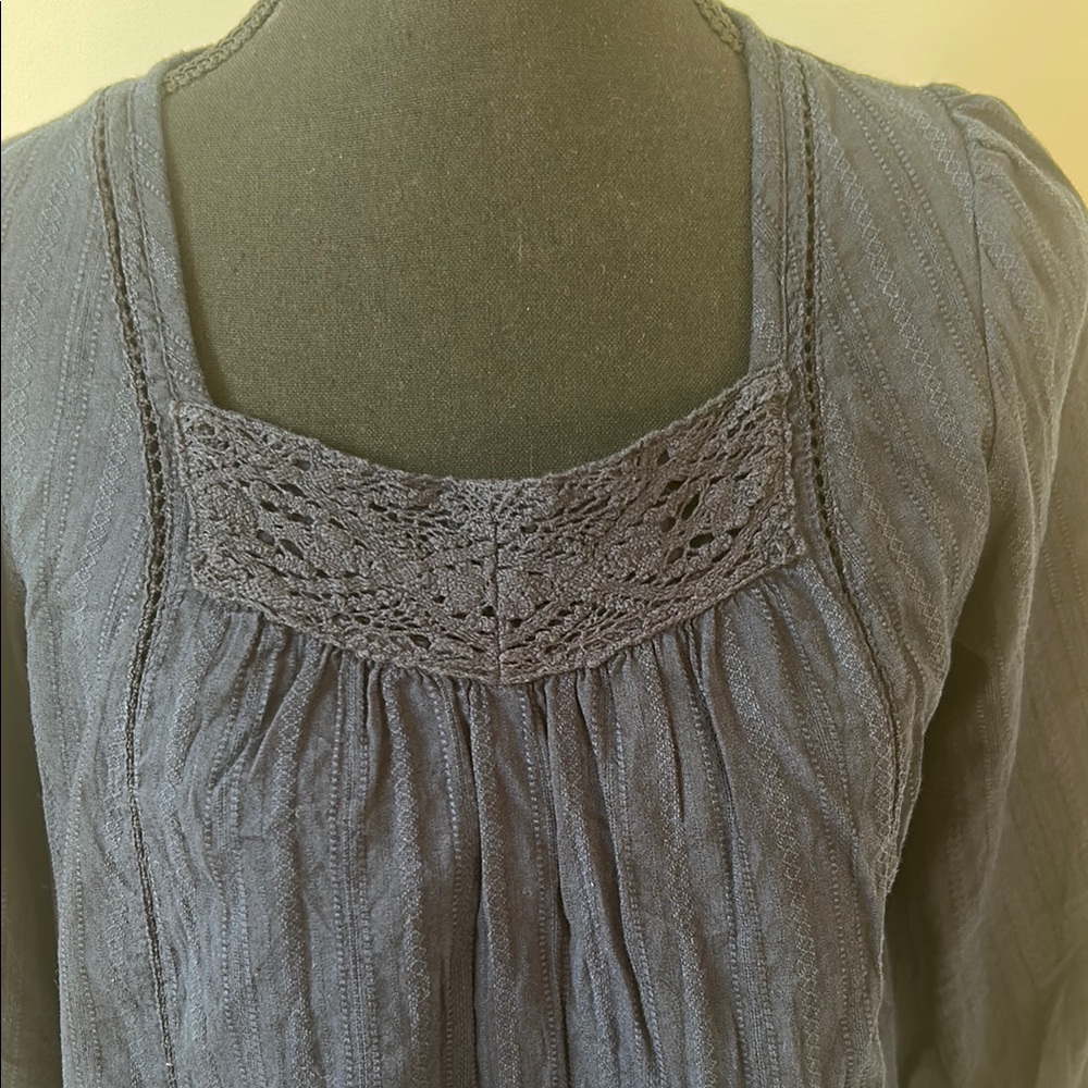 Blue Relaxed Ruched Tunic Blouse - Picture 2 of 12